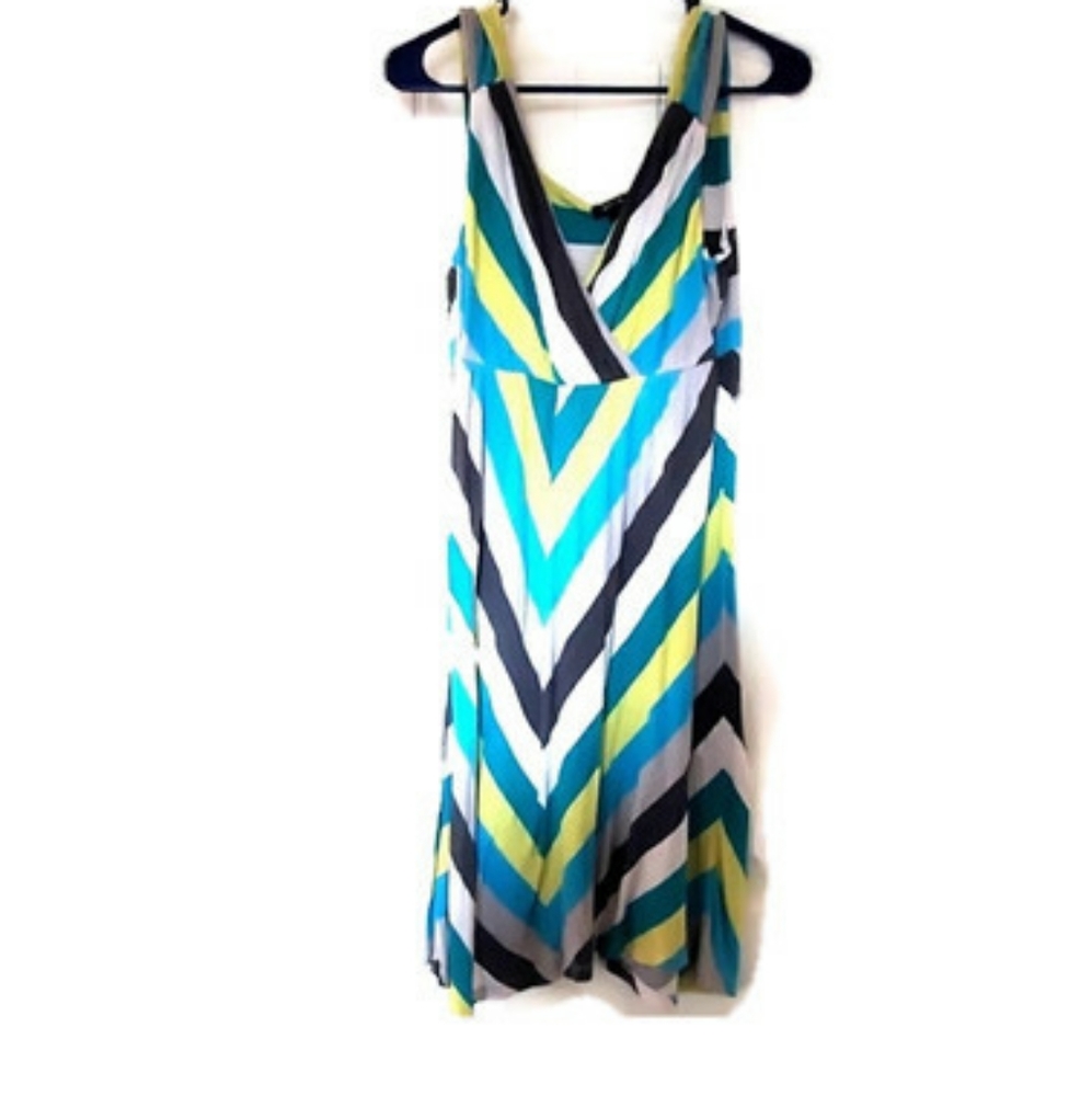 Apt 9 casual Chevron dress size large blue green